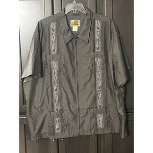 Genuine Haband Guayabera Shirt, Full Zip Front, 4 Pocket Gray Size 4X VTG
